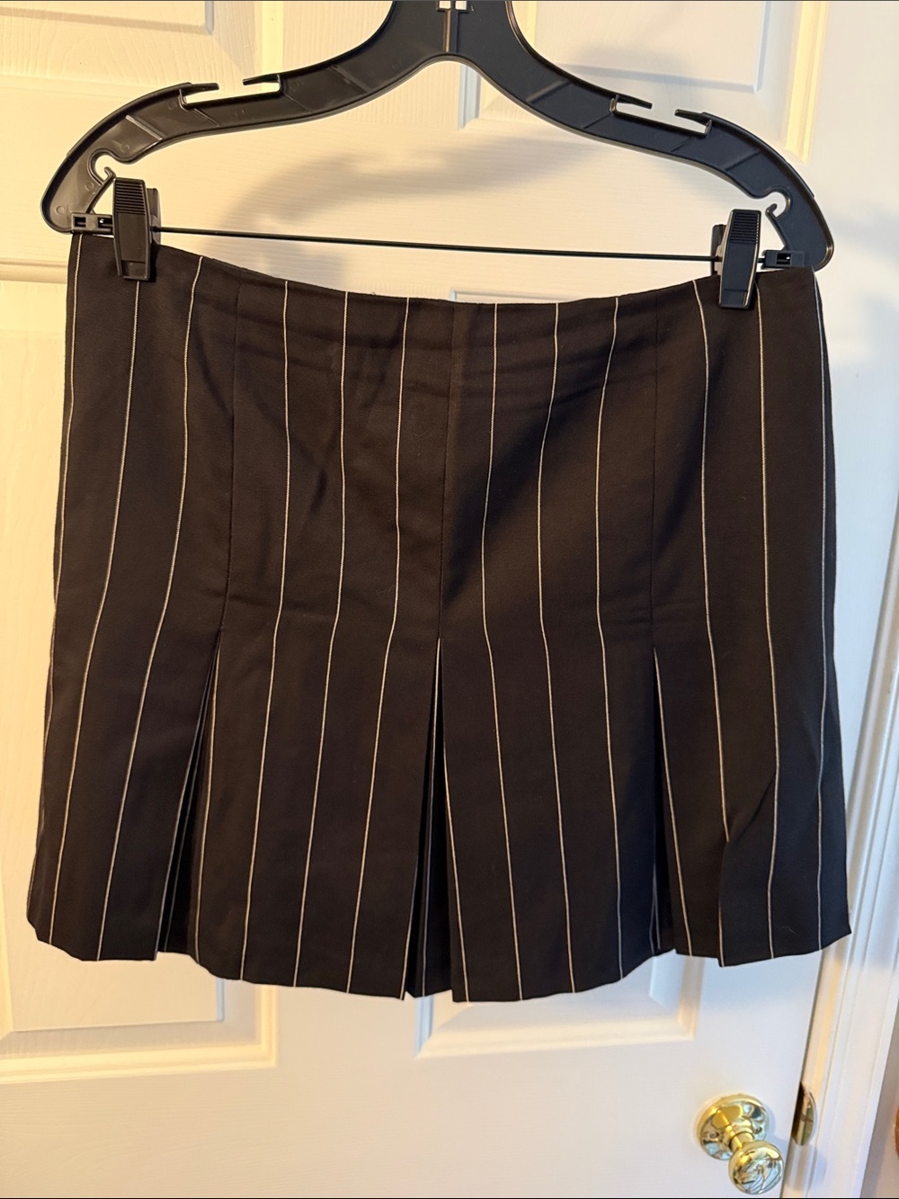 Ralph Lauren Purple Label Black w/White Pinstripe Pleated Mini Skirt